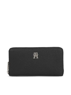 Tommy Hilfiger Duży Portfel Damski Th Emblem Large Za AW0AW15181 Czarny - Portfele - miniaturka - grafika 1