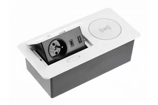 GTV przedłużacz biurkowy chowany w blat gniazdo elektryczne AVARO PLUS 1x gniazdo 1xUSB A+C indukcyjne 5W biały - Gniazdka elektryczne - miniaturka - grafika 1
