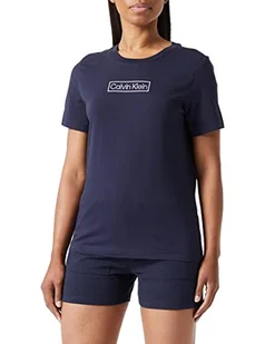 Calvin Klein Damska bluzka od piżamy z okrągłym dekoltem S/S, Nocne niebo, XS - Bluzki damskie - miniaturka - grafika 1
