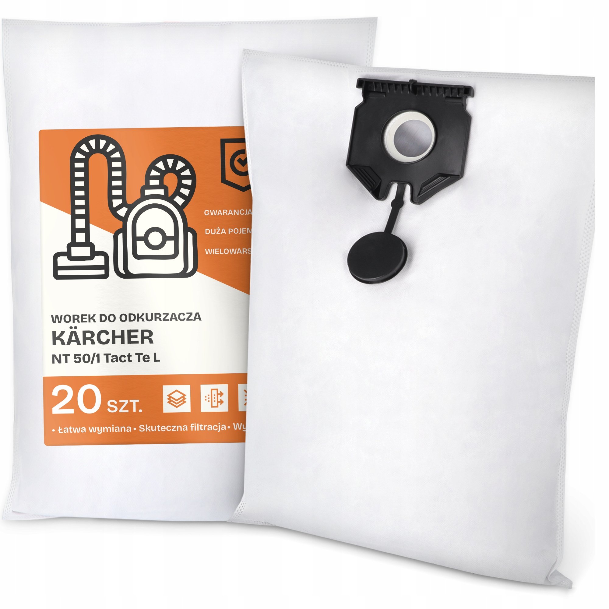 20x Worek do Odkurzacza Kärcher Nt 50/1 Tact Te L Syntetyczny Mocny Work G9
