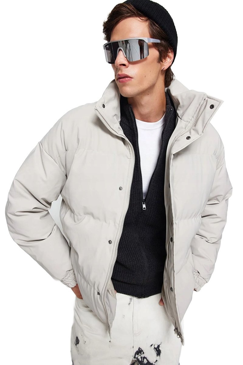 TRENDYOL MAN KURTKA MĘSKA PIKOWANA BEŻOWA Z ZAMKIEM DO BIODER XL 5DA