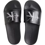 Klapki i japonki damskie - Calvin Klein Jeans Klapki damskie Slide NY Perłowe, potrójne czarne, 37 EU, Potrójny czarny, 37 EU - miniaturka - grafika 1