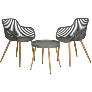 ZESTAW MEBLI BALKONOWYCH STÓŁ I 2 KRZESŁA SZARY - Meble ogrodowe - miniaturka - grafika 1