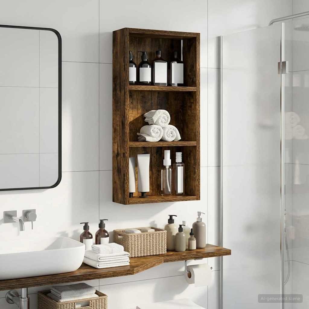 vidaXL vidaXL Szafka ścienna łazienkowa z półką Dąb Wędzony 30 x 10 x 60,5 cm