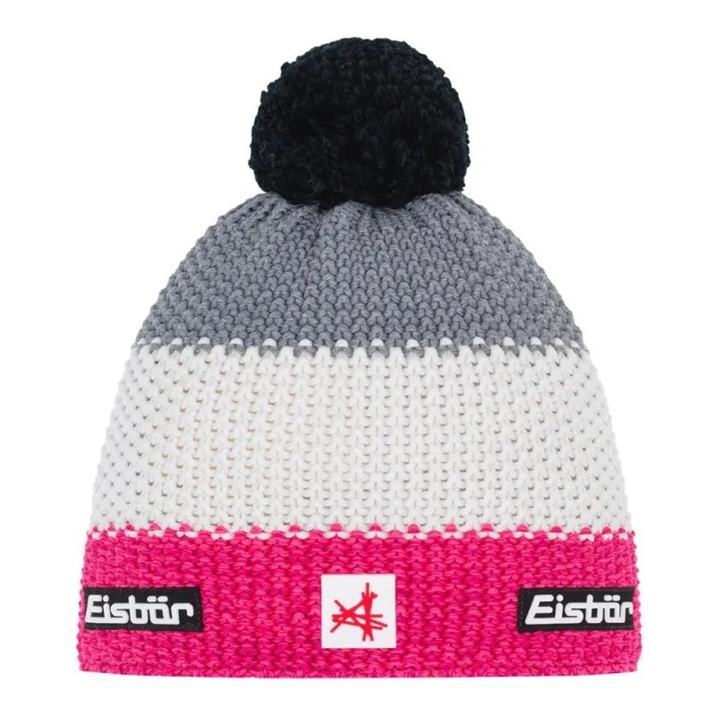 Czapka Dziecięca Eisbar Star Pompon Kids Pink White Grey 71119#142