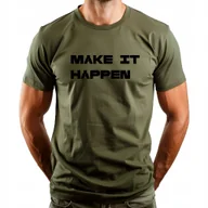 Koszulki męskie - T-Shirt z napisem "Make it Happen" Bawełna XL - miniaturka - grafika 1
