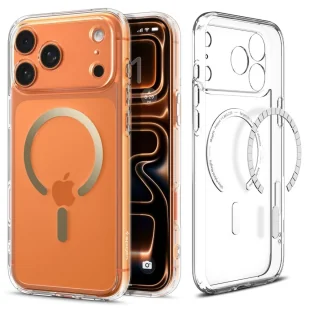 Etui do iPhone 17 Pro Spigen Ultra Hybrid Mag MagSafe Clear/Gold - Etui i futerały do telefonów - miniaturka - grafika 1