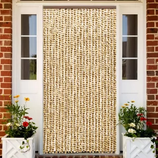 vidaXL Zasłona przeciwko owadom, beż i brąz, 100x220 cm, szenil vidaXL - Akcesoria do okien - miniaturka - grafika 1