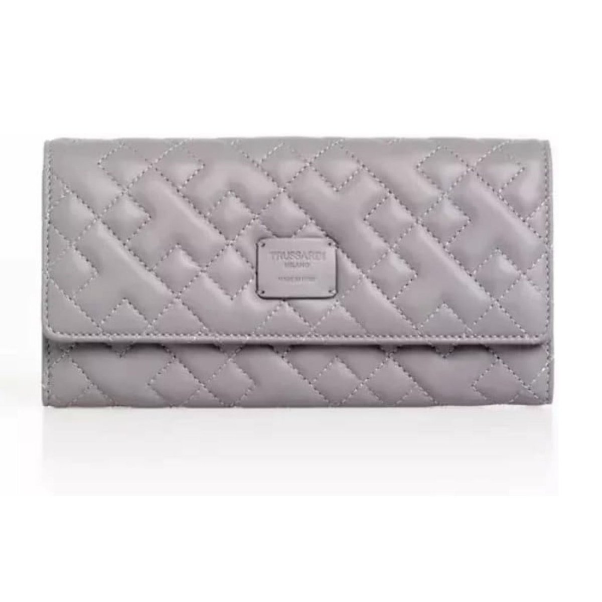 Portfel damski Trussardi Matelasse skóra ekologiczna szary duży