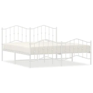 Metalowa rama łóżka z wezgłowiem i zanóżkiem, biała, 183x213 cm Lumarko! - Łóżka - miniaturka - grafika 3