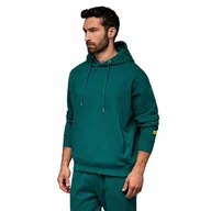 Bluzy męskie - Modna dresowa bluza unisex z kapturem ciemnozielona OU-SNBC-0105 V17 XS/S - miniaturka - grafika 1