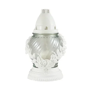 Znicz szklany Z 02 wianek 21 cm biały - Lampiony i znicze - miniaturka - grafika 1