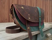 Nerki - ARIA nerka/torebka skórzana crazy horse brąz zieleń bordo - miniaturka - grafika 1