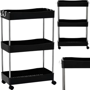 Pomocnik kosmetyczny fryzjerski do salonu uniwersalna szafka wózek stolik na kółkach czarny - Meble kosmetyczne - miniaturka - grafika 1