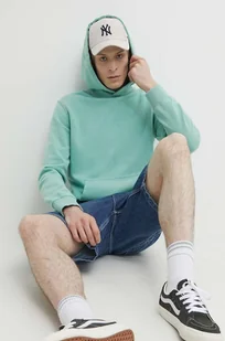 Superdry bluza bawełniana męska kolor turkusowy z kapturem z aplikacją - Bluzy męskie - miniaturka - grafika 1