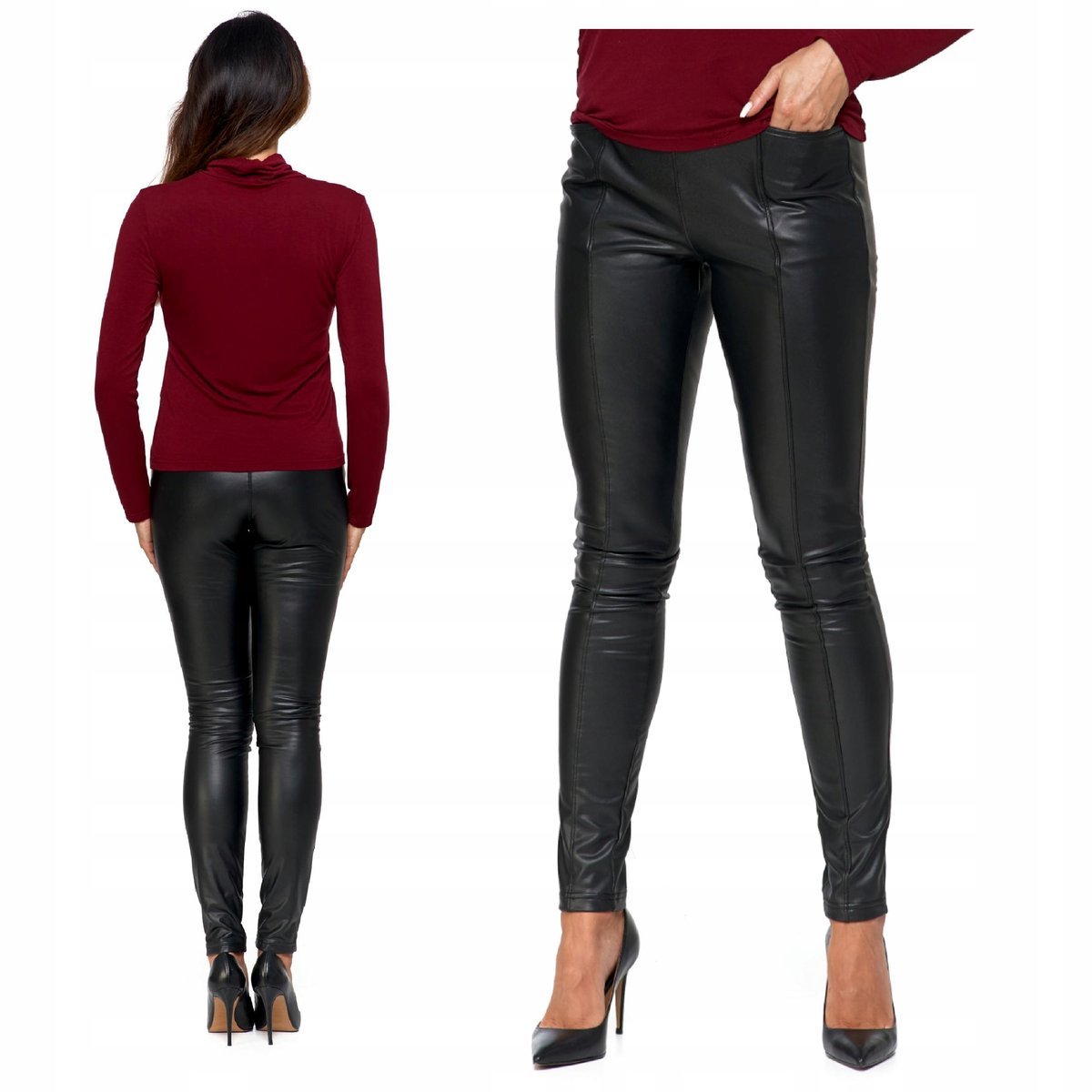 Spodnie Damskie Eleganckie z Eko Skóry S MORAJ