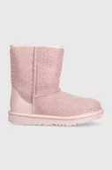 Buty dla dziewczynek - UGG śniegowce skórzane dziecięce KIDS CLASSIC IIEL HEARTS kolor różowy - Ugg - miniaturka - grafika 1