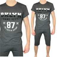 Piżamy damskie - Piżama męska grafitowy melanż 3/4 spodnie krótki rękaw BKLYN M - miniaturka - grafika 1