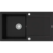 Zlewozmywaki - Mexen Leo zlewozmywak granitowy 1-komorowy z ociekaczem 900 x 500 mm, czarny - 6501901010-77 - miniaturka - grafika 1