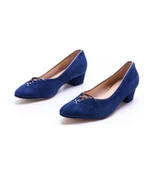 Baleriny - Baleriny Skórzane zamszowe z ozdobą (6785) - miniaturka - grafika 1