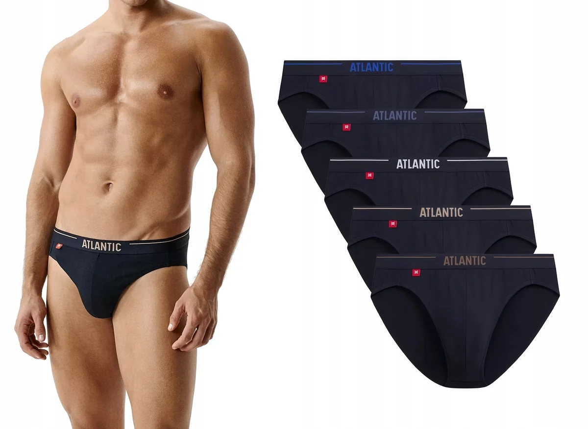 ATLANTIC Slipy męskie sportowe bawełna 5SMP-004 granatowe 5-PACK S