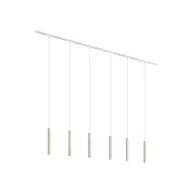 Lampy sufitowe - QAZQA Nowoczesny system oświetleniowy szynowy z 6 lampami wiszącymi w kolorze beżowym i białym, jednofazowy - Slimline Keno - miniaturka - grafika 1