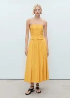 Spódnice - MANGO - Długa marszczona spódnica musztardowy - 44 - Kobieta - miniaturka - grafika 1