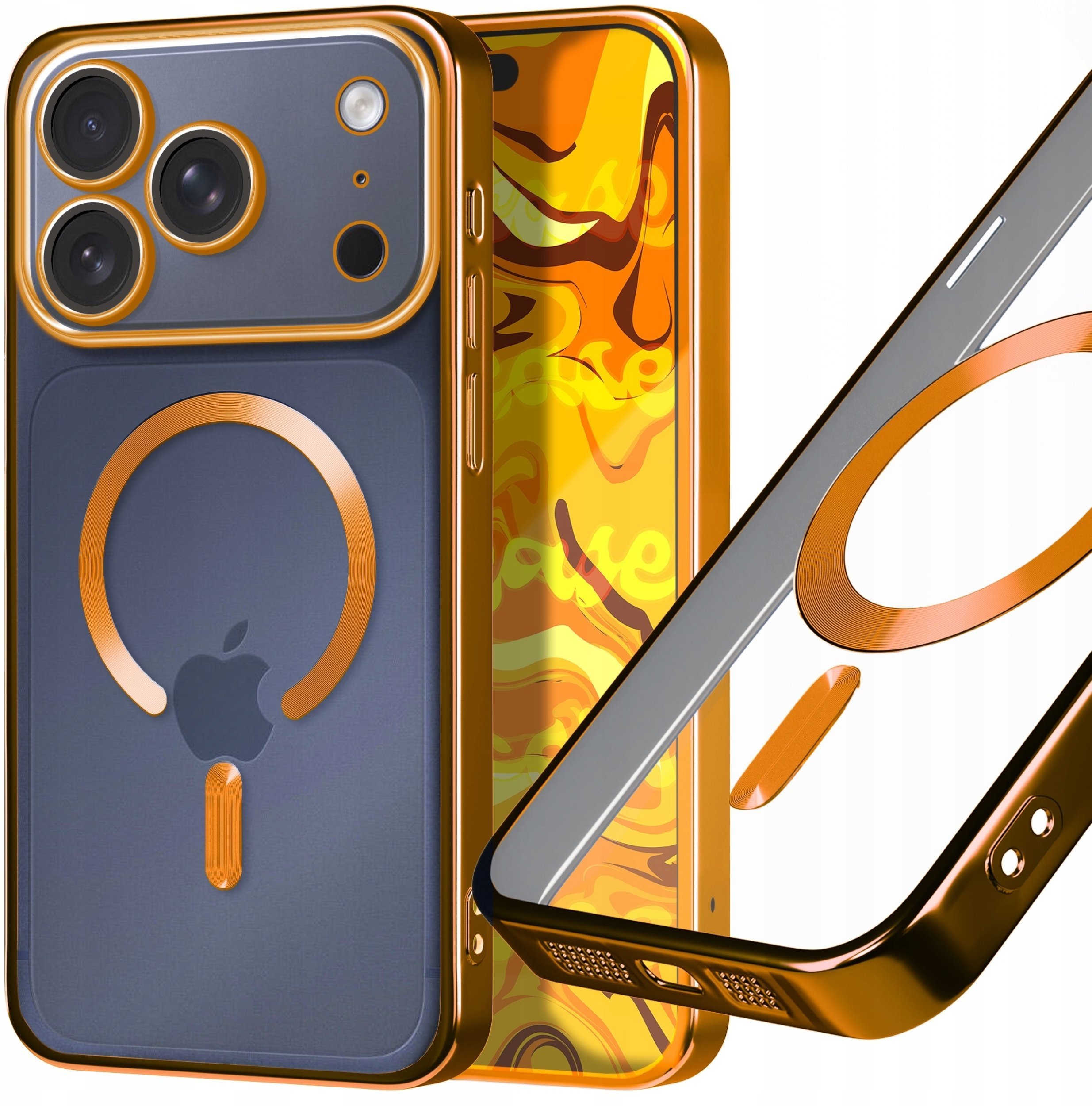 Hello Case Etui Do iPhone 17 Pro Max Do Magsafe, Pomarańczowe, Matowe, Metal, Clear