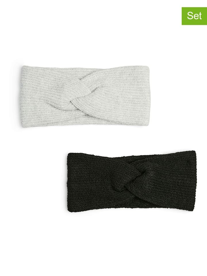Pieces Opaski (2 szt.) w kolorze szarym i czarnym na czoło
