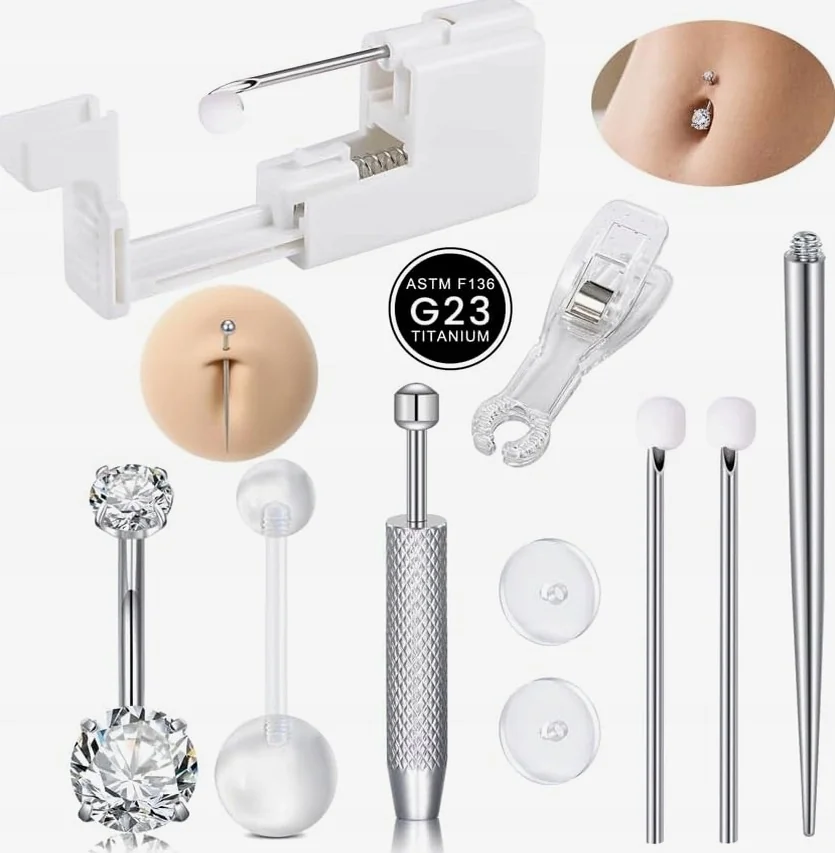 KOLCZYKI 10 SZTUK TYTANOWE ZESTAW PIERCINGU PROFESJONALNY KOLCZYK G23
