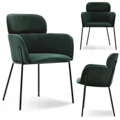Krzesła - Stylowe Krzesło Kubełkowe Biagio Welurowe Zielone Czarne Do Domu Lokalu - miniaturka - grafika 1