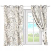 Zasłony - ZASŁONY GOTOWE NA PRZELOTKACH KRÓTKIE 140x160 ZASŁONA PRZELOTKI LIŚCIE 099 - miniaturka - grafika 1