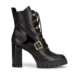 Botki skórzane z klamerką na słupku - Półbuty męskie - miniaturka - grafika 1