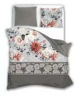 Pościel - Faro Pościel satynowa 160x200 Pure Sateen 007 beżowa szara kwiaty - miniaturka - grafika 1