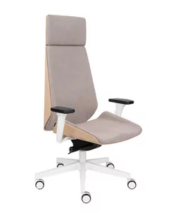 Fotel biurowy, krzesło biurowe Fotel gabinetowy Moon Wood HD White z drewnem - Fotele i krzesła biurowe - miniaturka - grafika 1