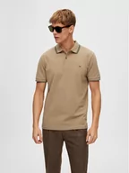 Koszulki męskie - Selected Homme Polo 16087840 Beżowy Regular Fit - miniaturka - grafika 1