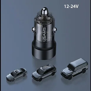 USAMS Ład. sam. C39 USB+USB-C 60W Fast Charge czarny/black CC208CC01 (US-CC208) - Ładowarki samochodowe - miniaturka - grafika 7