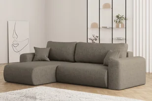 Narożnik CAPRI z funkcją spania i przechowywania tkanina Neve brązowy lewy - Narożniki - miniaturka - grafika 1