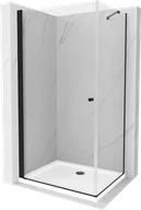 Kabiny prysznicowe - Mexen Pretoria kabina prysznicowa uchylna 100x110 cm, transparent, czarna + brodzik Flat - 852-100-110-70-00-4010B - miniaturka - grafika 1