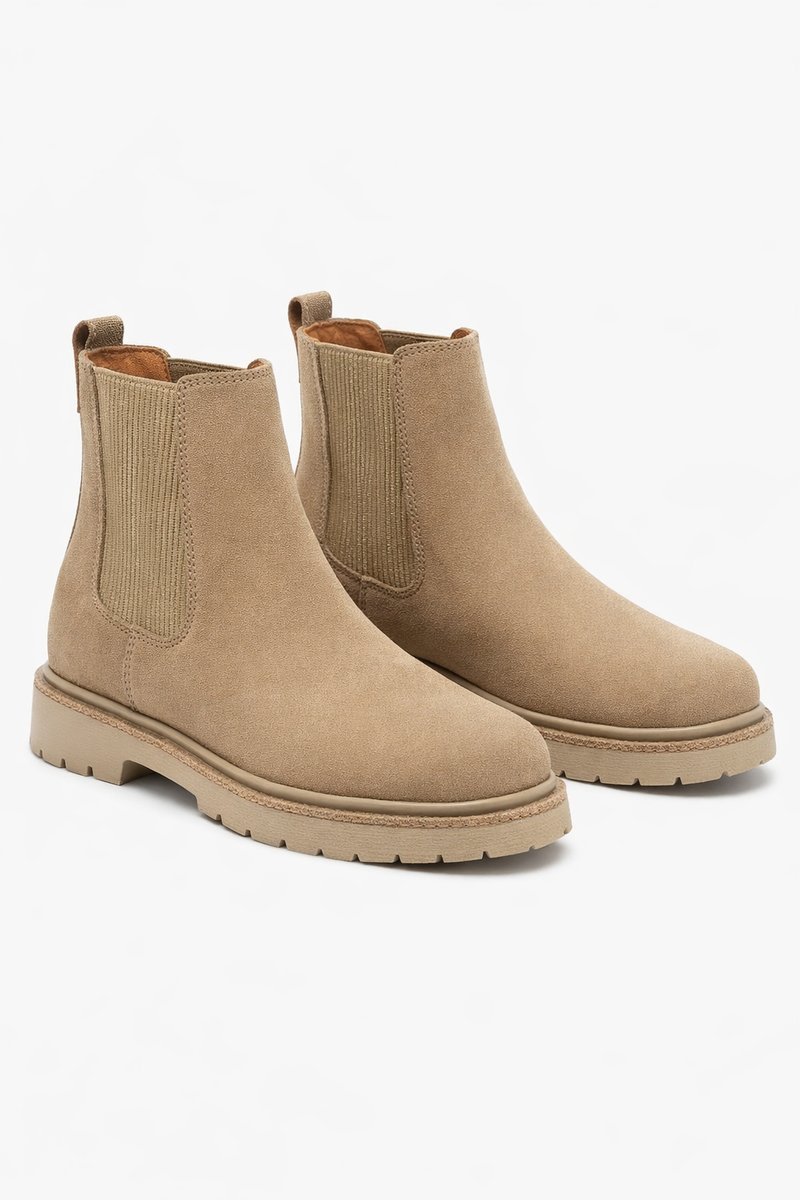 BIRKENSTOCK BEŻOWE BOTKI Z ZAMSZU Z ELASTYCZNYMI WSTAWKAMI 41 1I2B