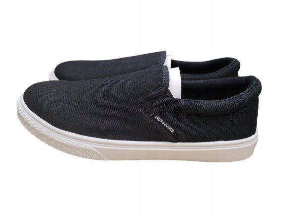 JACK&JONES CZARNE MĘSKIE TRAMPKI Z BIAŁĄ PODESZWĄ 43 J_A