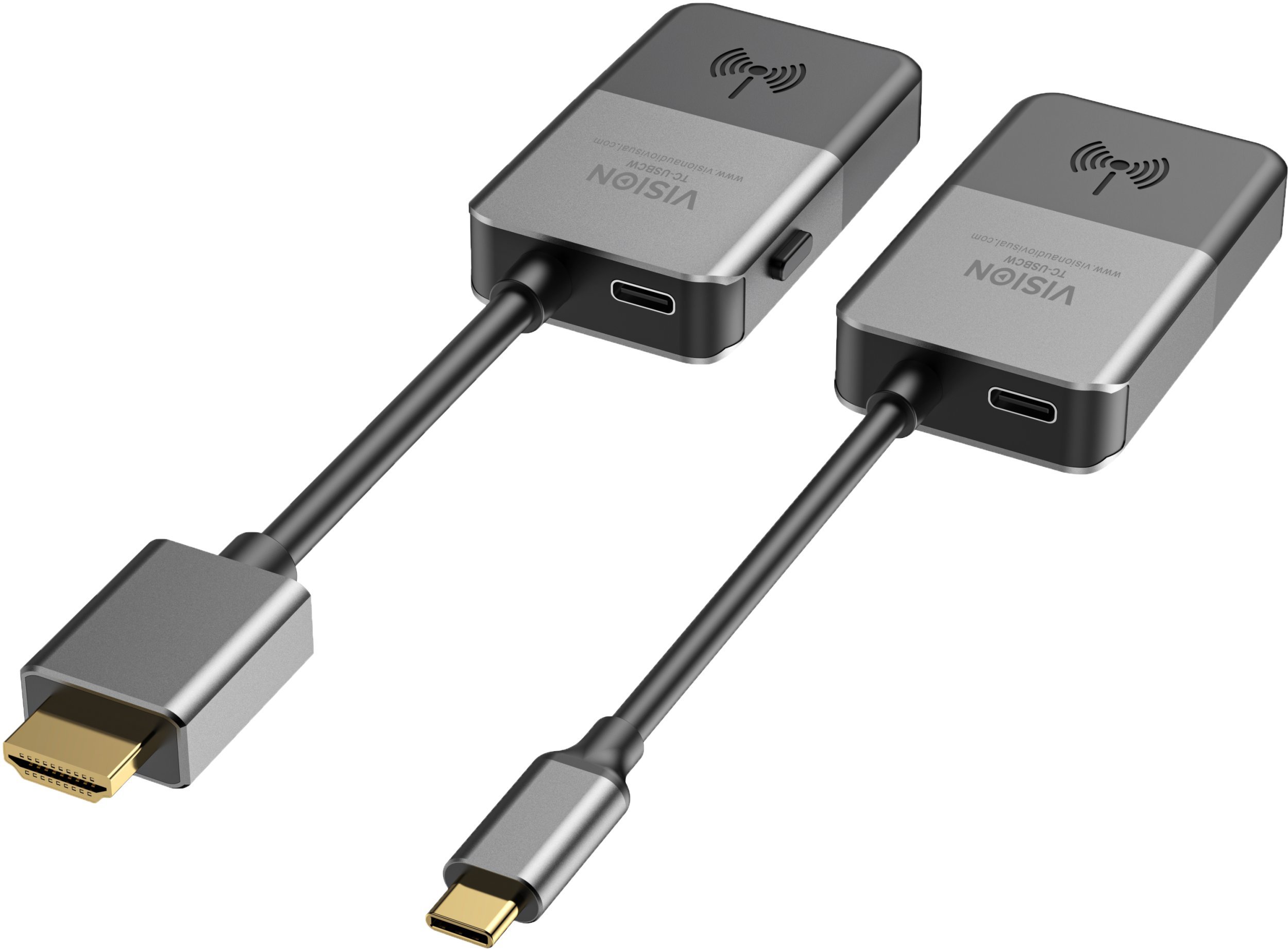 Vision Transmitter jest podłączany do portu USBC laptopa - Wysyła HDMI bezprzewodowo do 10 m
