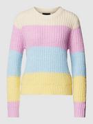 Swetry damskie - Sweter z dzianiny ze wzorem w paski model ‘NAOMI’ - miniaturka - grafika 1