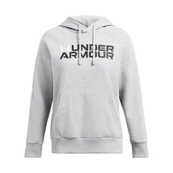 Bluzy damskie - Damska Bluza UNDER ARMOUR RIVAL FLEECE WORDMARK HOODIE 1386512-011 – Szary - miniaturka - grafika 1