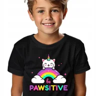Koszulki męskie - Koszulka Dziecięca Czarna BE PAWSITIVE Rozmiar -152 cm Mix Różnych Wzorów - miniaturka - grafika 1