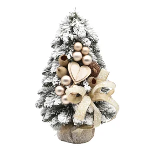 Choinka stożkowa ośnieżona dekorowana 40 cm prosecco mat - Choinki - miniaturka - grafika 1