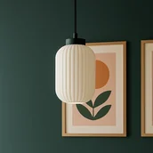 Lampy sufitowe - Lampa wisząca z białym, ryflowanym kloszem K-5730 z serii VILAR - miniaturka - grafika 1