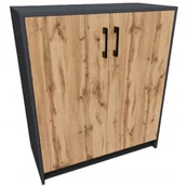 Komody - Komoda szafka 2D GRAFIT-WOTAN dwudrzwiowa regał antracyt ROB - miniaturka - grafika 1