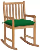 Fotele i krzesła ogrodowe - Drewniany fotel bujany z zieloną poduszką - Mecedora - miniaturka - grafika 1