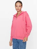 Bluzy damskie - Champion Bluza Hooded Half Zip Sweatshirt 116581 Różowy Oversize - miniaturka - grafika 1